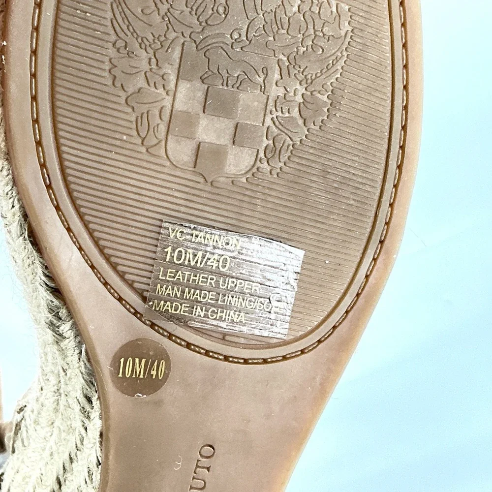 Vince Camuto Size 10 Tan Suede‎ Lace Up Espadrille Wedge Sandals NEW Tannon $159